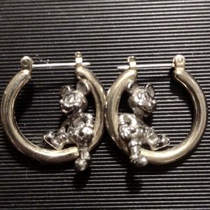 Disney's silver hoop Mickey mouse earrings for pierced ears